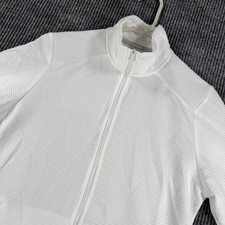 Adidas Jacket Womens Medium White Golf Full Zip Mock Neck Textured Polyester