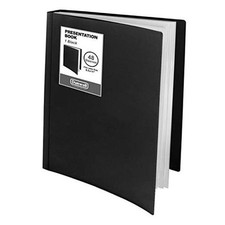 Binder with Plastic Sleeves 48-Pocket - Presentation Book, 8.5 Black 1 Pack