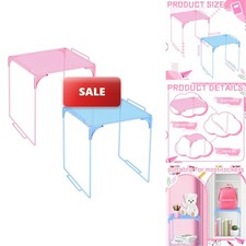 Demonwer 2 Pcs Pink Blue Locker Shelf Stackable Organizer for School Office Gym