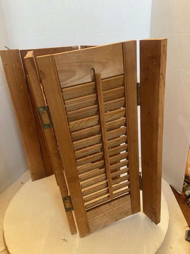 Vintage pair Interior Louver Shutters 20” Tall x 181/2”Wide natural Wood.￼