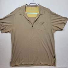 Horny Toad Mens Quarter Zip Polo Short Size XL Tan Sleeve Textured Shirt Modal