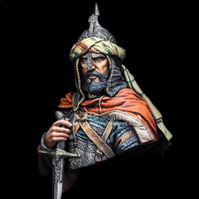 1/10 Scale Medieval Arab Warrior Bust Figurine with Sword Turban Helmet Statue