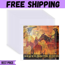 30 Pack 4 Mil Thick Vinyl Sleeves, 12.75" X 12.75" Vinyl Record Sleeves Clear