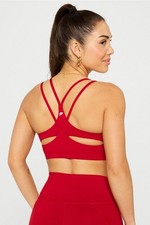 FABLETICS Principal Longline Medium Impact Sports Bra - Holly Berry - Size L