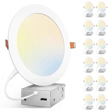 Amico 12 Pack 7 Inch 5CCT Ultra-Thin LED Canless Recessed Ceiling Lights