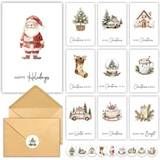 Christmas Cards with Envelopes 4"x6" Holiday Greeting Card with Stickers