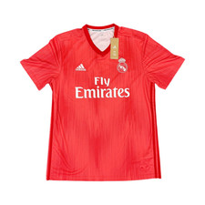 adidas Real Madrid 18/19 Away Shirt Benzema 9 Red Short Sleeve Adult Size L
