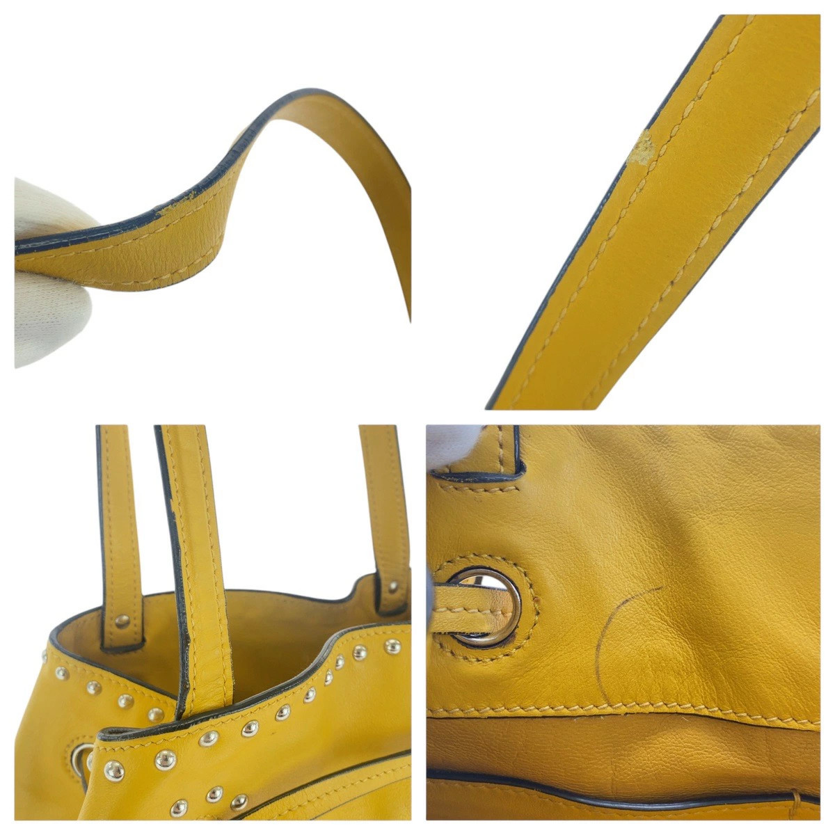 Prada Triangular Logo Plate Yellow Silver Hardwar… - image 6