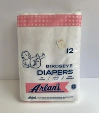 Vintage Arlan’s Birdseye Diapers Original Package Of 12 Rare