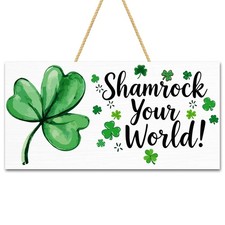 St Patricks Day Decorations - Hanging Wooden Sign for Wall Home Door Birthday 