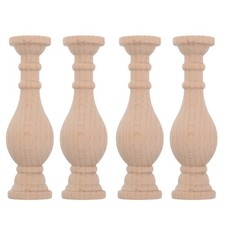 4 Pcs Unfinished Wooden Balusters Railing for Indoor Railings Deck