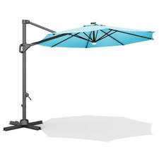 360  Rotating Cantilever Umbrella 10ft Outdoor Sun Shade w/ Cross Base for Deck