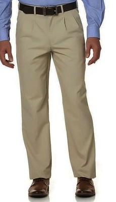Basic Editions Mens Double Pleated Wrinkle Resistant Khaki  Pants size 46X32 NWT