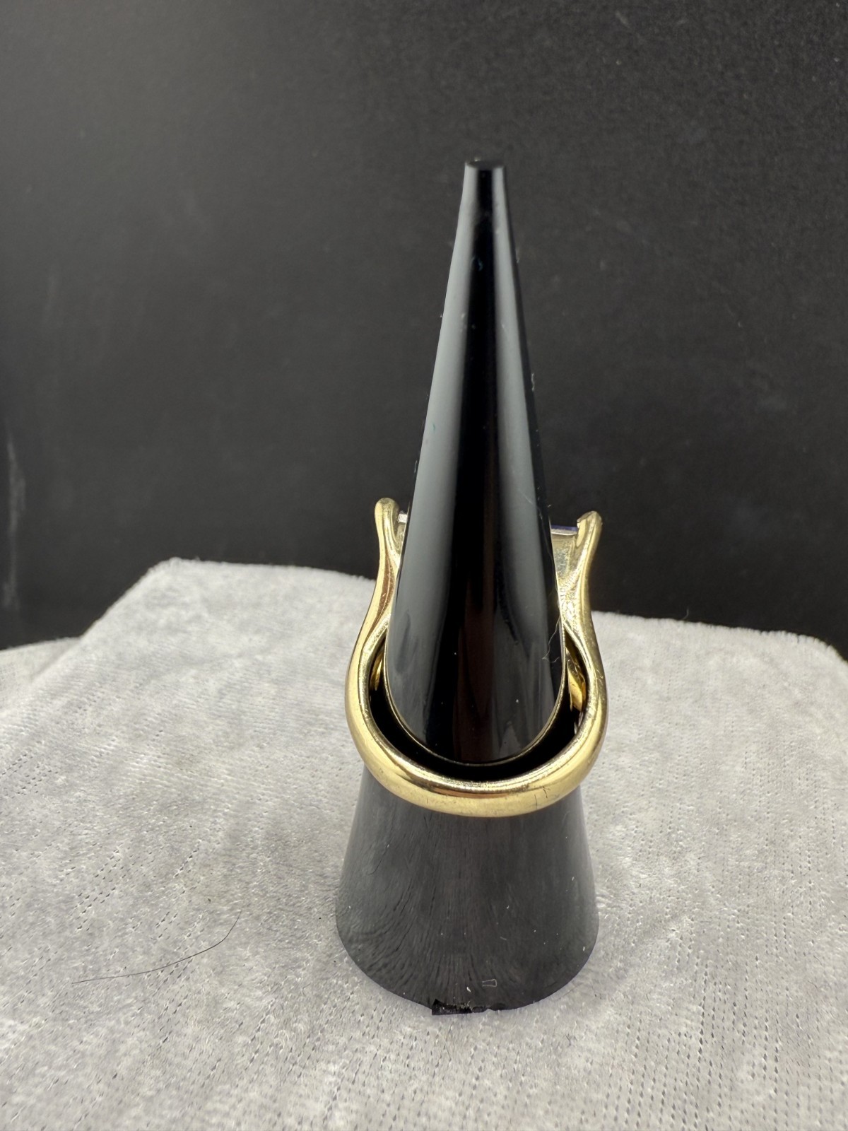 Vintage Statement Ring Blue Rhinestone Chunky Gol… - image 4