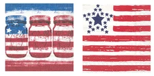 Boston International Patriotic Cocktail Napkins Bundle, Distressed Flag and