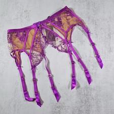 Dita Von Teese Femmoiselle Shocking Violet Floral Suspender Garter Belt Size S