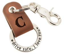 Embossed Leather Keychain, Personalized Keychain For Him, Engrave with Name I...