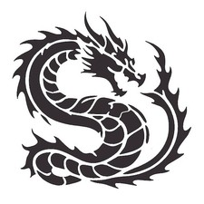 Really Great Stencils, Mystical Dragon 6 Stencil 4x4", Fantasy Winged Long Tail
