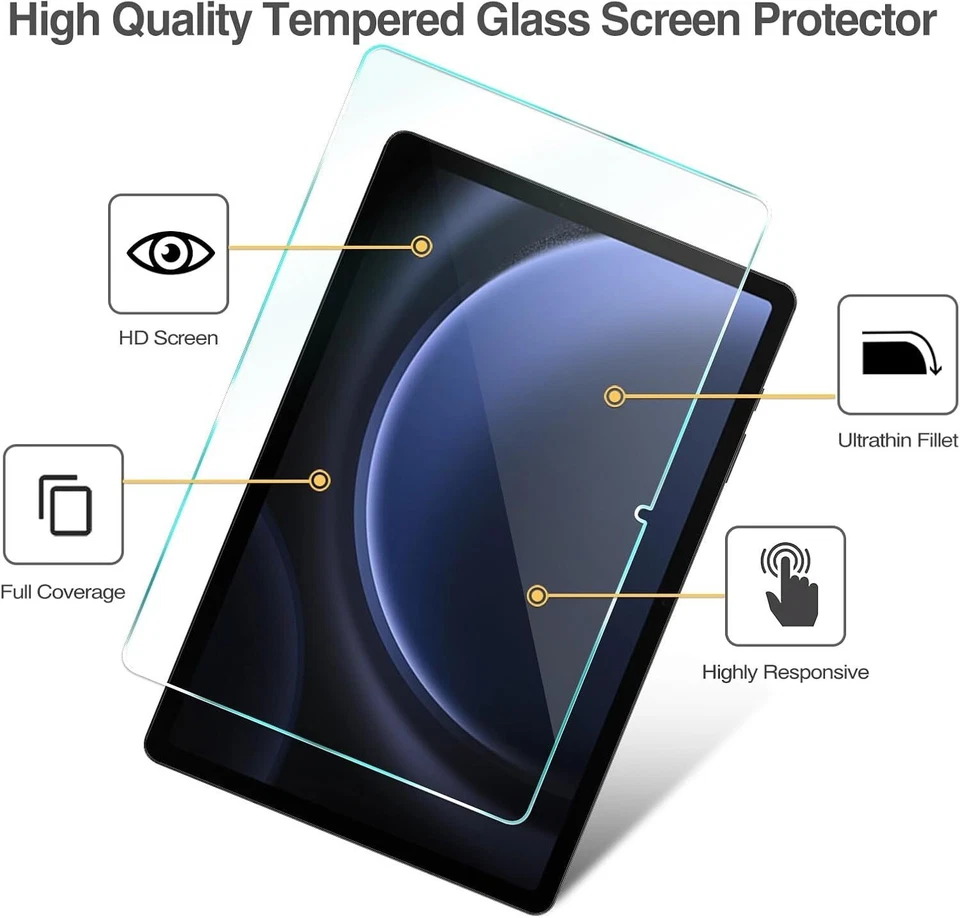 2 Pcs Glass Screen Protector For Samsung Galaxy Tab S9 FE Plus S9 S8 S7 Plus Fe - Image 3 of 4