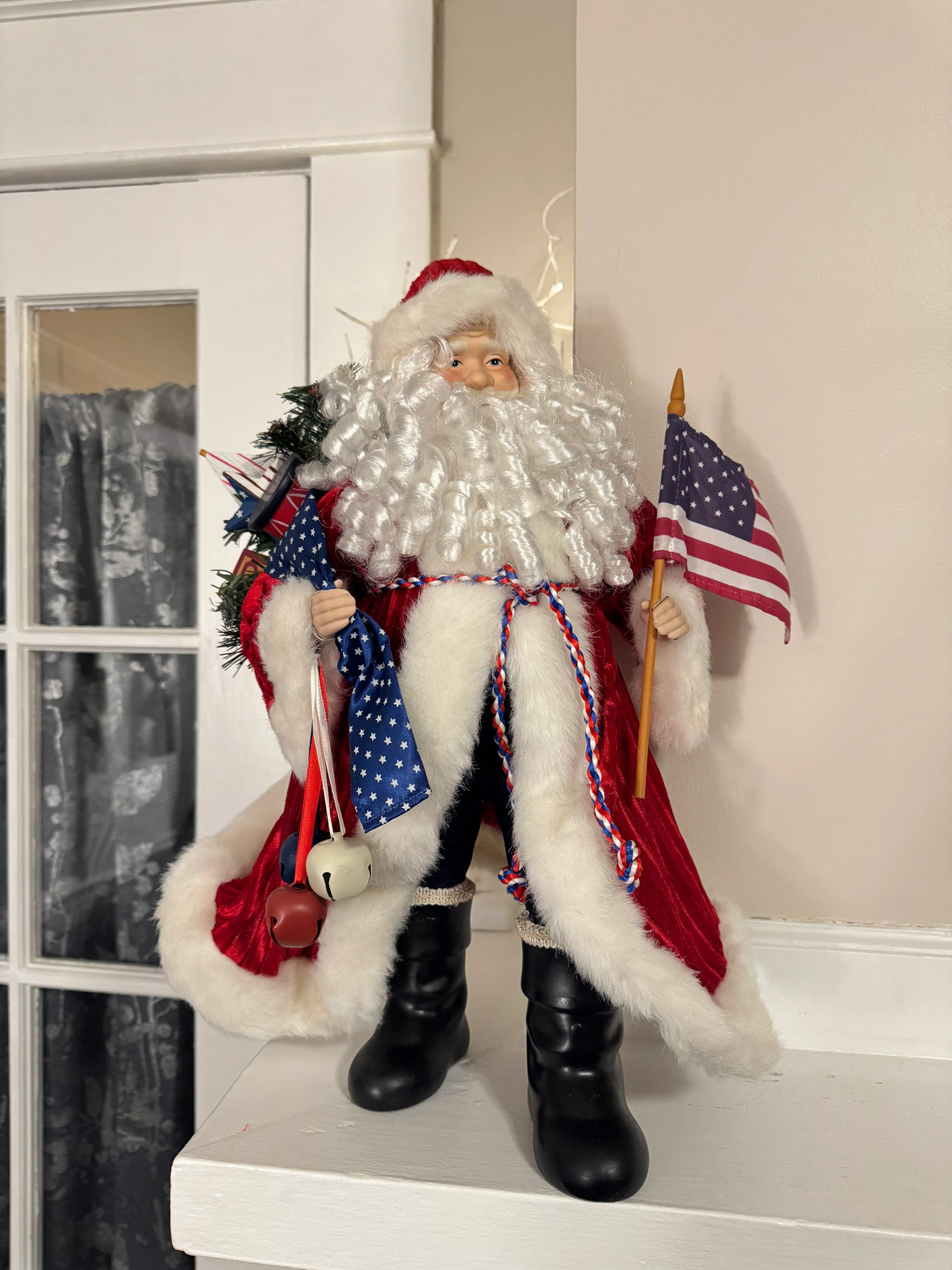 Christmas Decor Americana Style Patriotic Santa Claus
