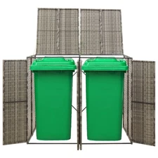 Bin Store Outdoor Trash Can Storage Single Wheelie Bin Shed Poly Rattan vidaXL