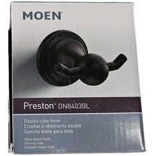 Moen Preston Double Robe Towel J Hook Matte Black Finish DN8403BL New Open Box