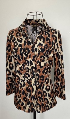 Peck & Peck Weekend Women s Leopard Print Button Down Blouse Top