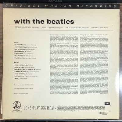 With The Beatles モービル盤　LPレコード　MFSL1-102 The Beatles / With The Beatles MFSL 1-102 Mobile Fidelity Original