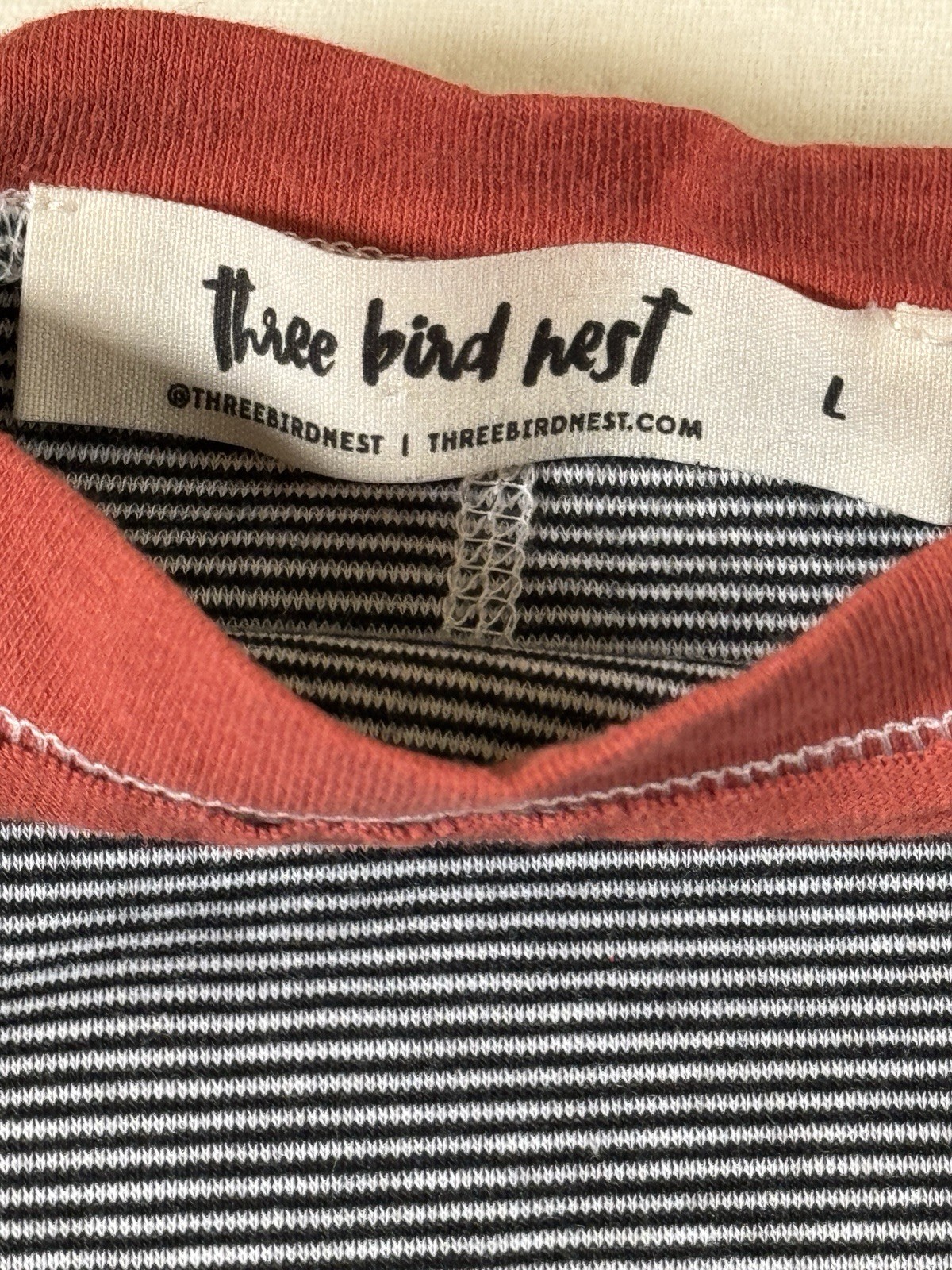 Three Bird Nest Patchwork Raglan Tee Boho Stripe … - image 5