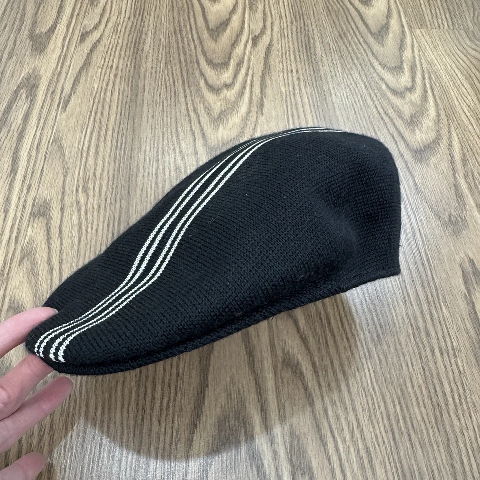 Sombrero de Regata Kangol De Colección Para Hombres S/M Negro Rayas Tejido Lana Newsboy Cabbie Retro Foto 2 de 4
