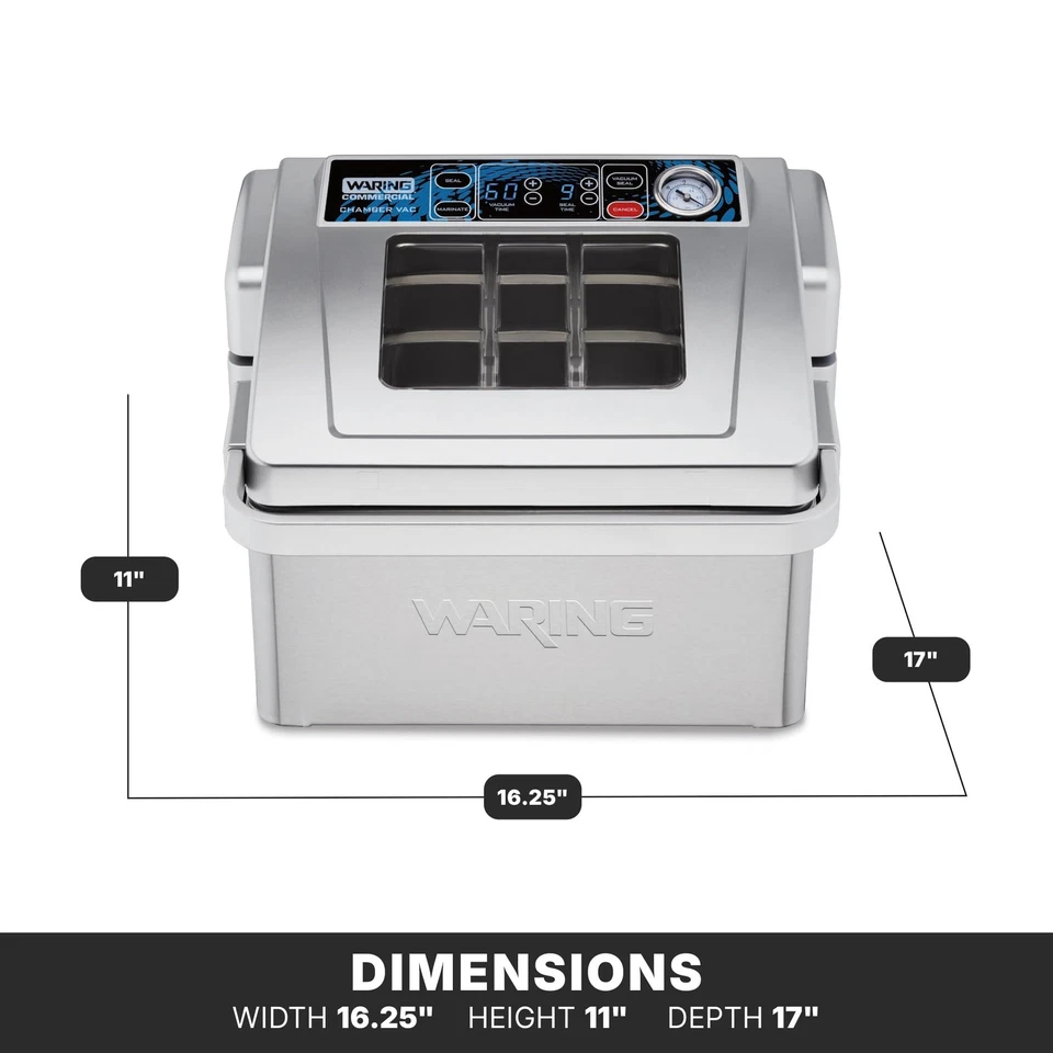 Sellador al vacío Waring Commercial WCV300, capacidad plateada de bolsa de 2 galones Foto 4 de 4