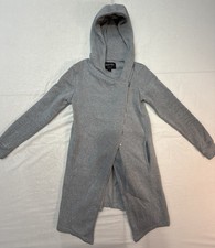Red Fox hooded gray sweatshirt jacket zip womens S Ribbed Sleeves