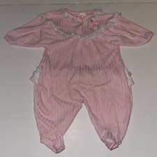 Vtg Sweet Treasures Baby Girl Sleeper Size 6-9 months Pink RUFFLE BUTT