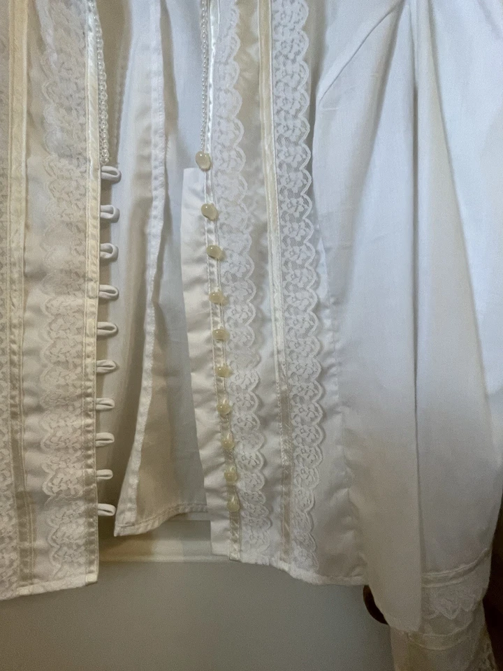 Blusa Gunne Sax Jessica McClintock Vintage Crema Encaje Foto 4 de 4