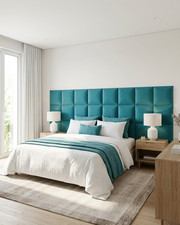 Testiera Letto Moderna 5 Pannelli Modulari Velluto Idrorepellente Imbottita