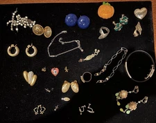 Costume Jewelry Lot earrings, bracelets, pins, Misc Jewelry Parts