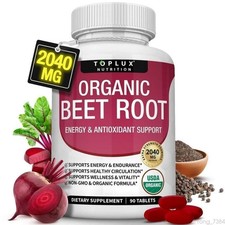 Organic Beet Root   2040mg, 90 Tablets   For Energy, Healthy Circulation
