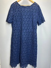 JOANNA HOPE Navy Blue Guipure Lace Shift Dress Size UK 16 Occasion Wedding Party