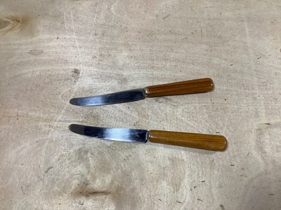 Set 2 Teak Handled Cheese Spreaders Knives by Karl Holmberg Götene Sweden Knife