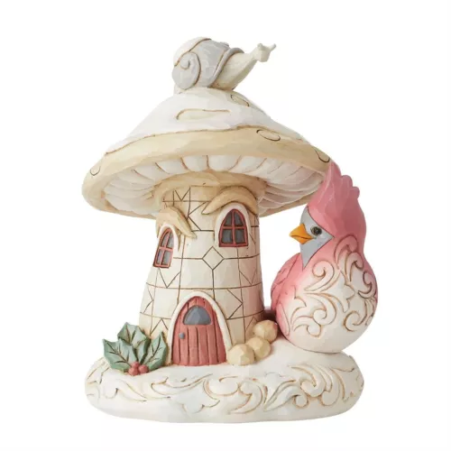 Jim Shore - Home For The Holidays - Woodland Mushroom House Bird 6012683