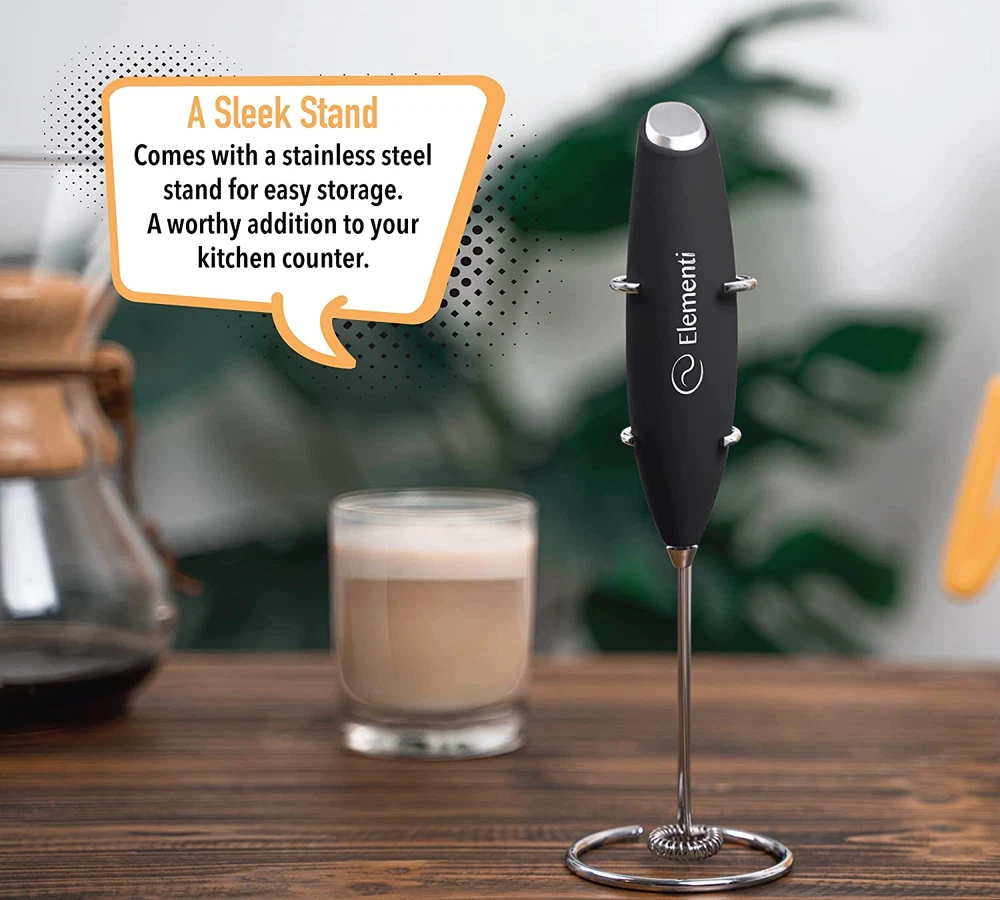 Milk Frother Wand & Matcha Mixer, Mini Electric Whisk for Coffee - Frother for C