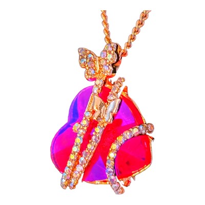 Red Crystal Heart Pendant/Necklace 22'' Goldtone Chain Holiday Gift JY-59nk *