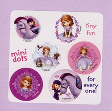 60 Disney Princess Sofia the First Mini Dot Stickers - Party Favors - Rewards