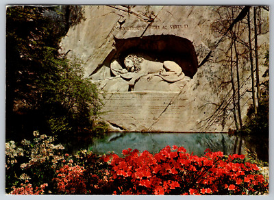 Luzern Lion Monument Thorvaldsen Zurich Switzerland Postcard