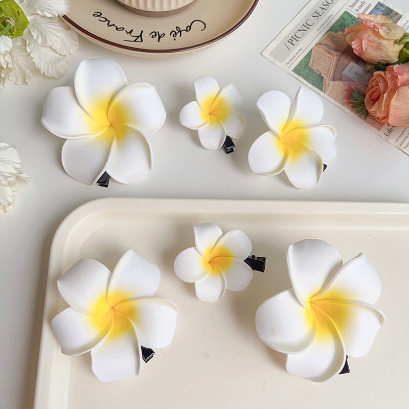 Plumeria Flower Hair Clips For Women Girls Hairpins Egg Flower Barrette Hawaiian eBay