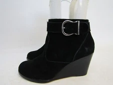 Sole Society Womens Size 7 M Black Suede Zip Wedge Ankle Fashion Boots Bootie