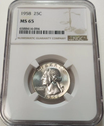 1958 WASHINGTON 25c QUARTER NGC MS65 #6588414-094