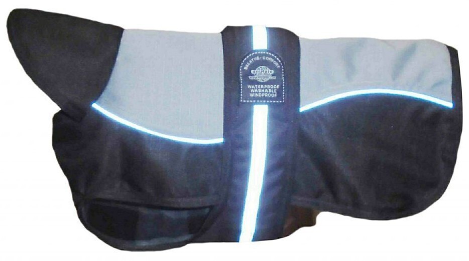 Underbelly Dog Coat Black / Grey. Waterproof, Reflective, Padded
