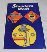 C9/ stary plakat reklamowy, maszynka do mielenia mięsa + beczka na masło standardowy zakład - 42,5x29 /196