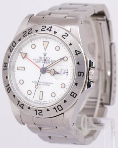 1996 PERFECT PATINA Rolex Explorer II White 40mm Stainless Oyster Watch 16570 - Picture 3 of 11
